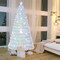 Pre-Lit White Artificial Christmas Tree with Iridescent Leaves-7 ft